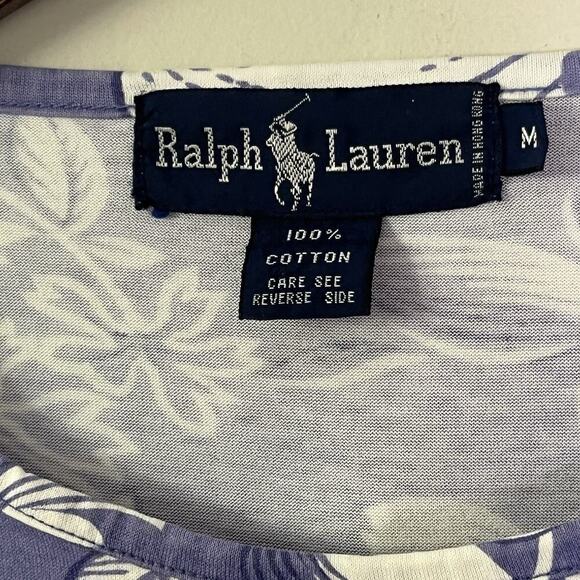 Vintage Ralph Lauren Lot of 2 Pocket Tee Size M 100% Cotton Floral Pink Purple - Picture 11 of 12